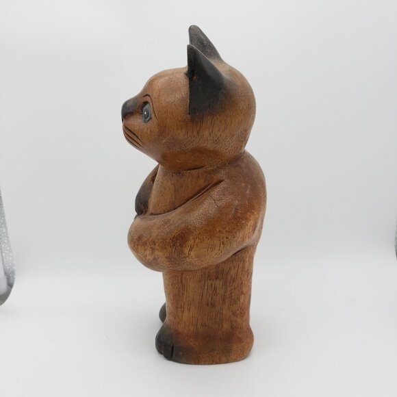 Wooden Mama Cat with Baby - Picture 4 of 7